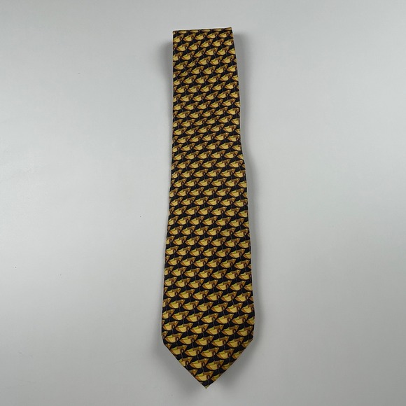 Stefano Conti Other - Stefano Conti Navy Yellow Umbrellas Novelty 100% Silk Tie Italy